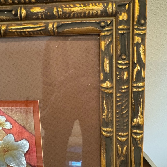 Vintage Japanese Foil Art Framed in Bamboo Frame Measuring 13 X 13 - Picture 10 of 12